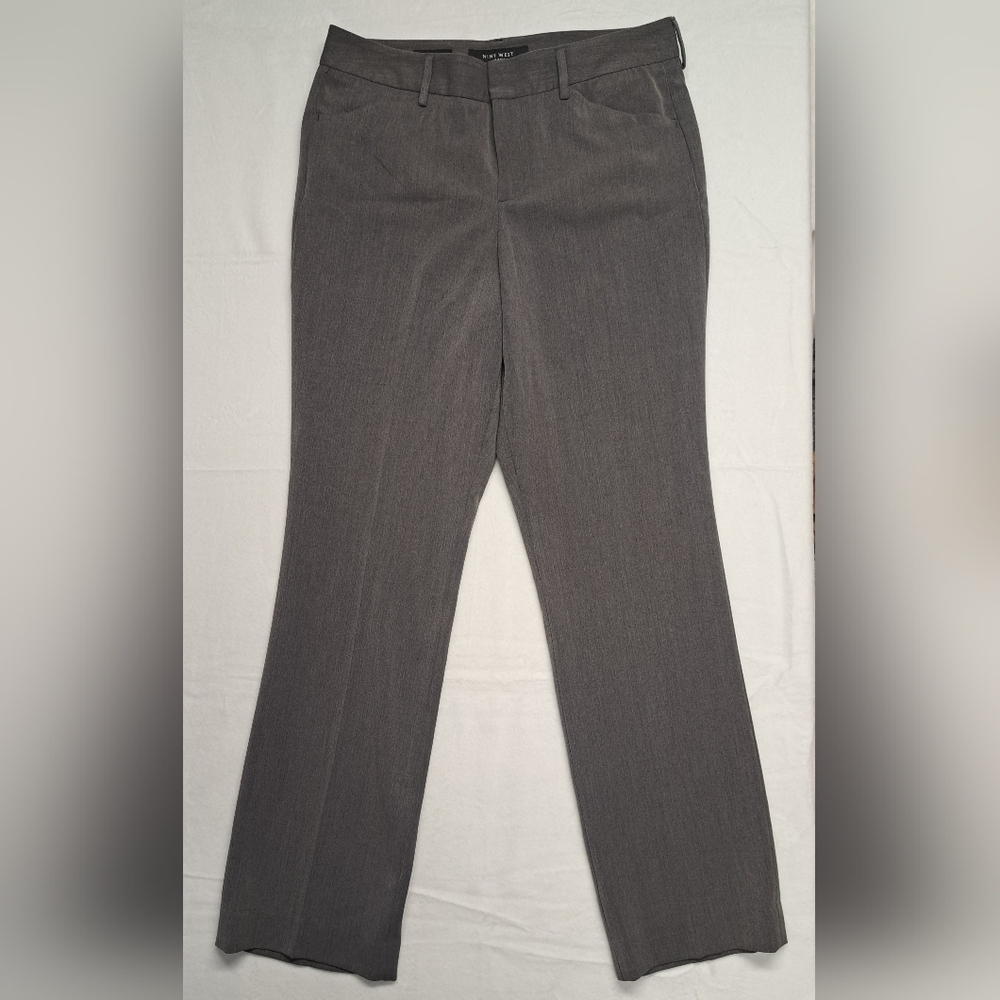 Nine West 12/31 Trouser Pants Grey Zipper Fly Clip Closure